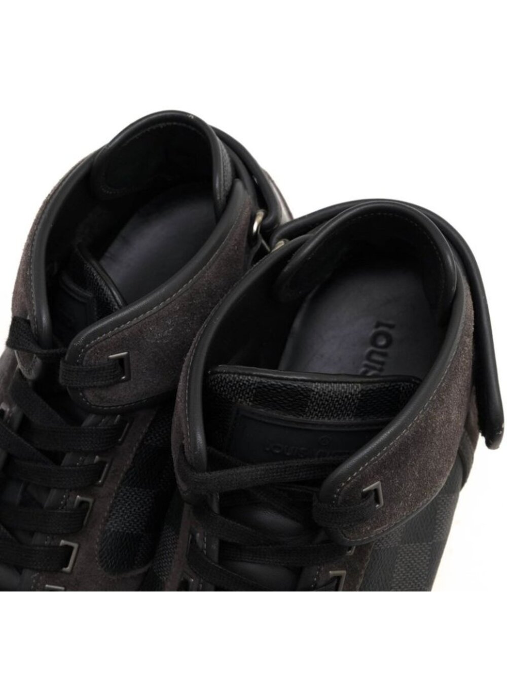 Louis Vuitton Shoes Sneakers High Cut Men Leather Gray Damier Graphite - Picture 8 of 9